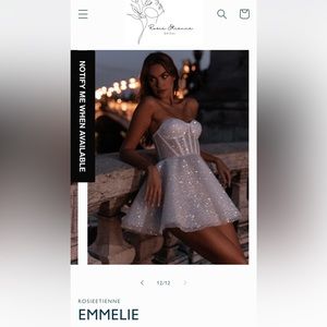 BRAND NEW Rosie Etienne White Sparkly Mini Dress with removable straps